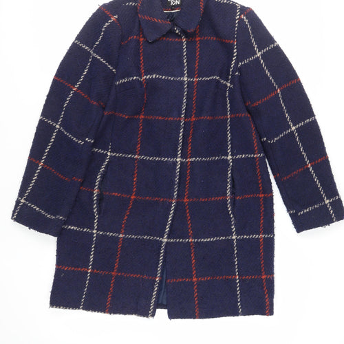 Debenhams Womens Blue Plaid Overcoat Coat Size 12 Button