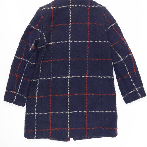 Debenhams Womens Blue Plaid Overcoat Coat Size 12 Button