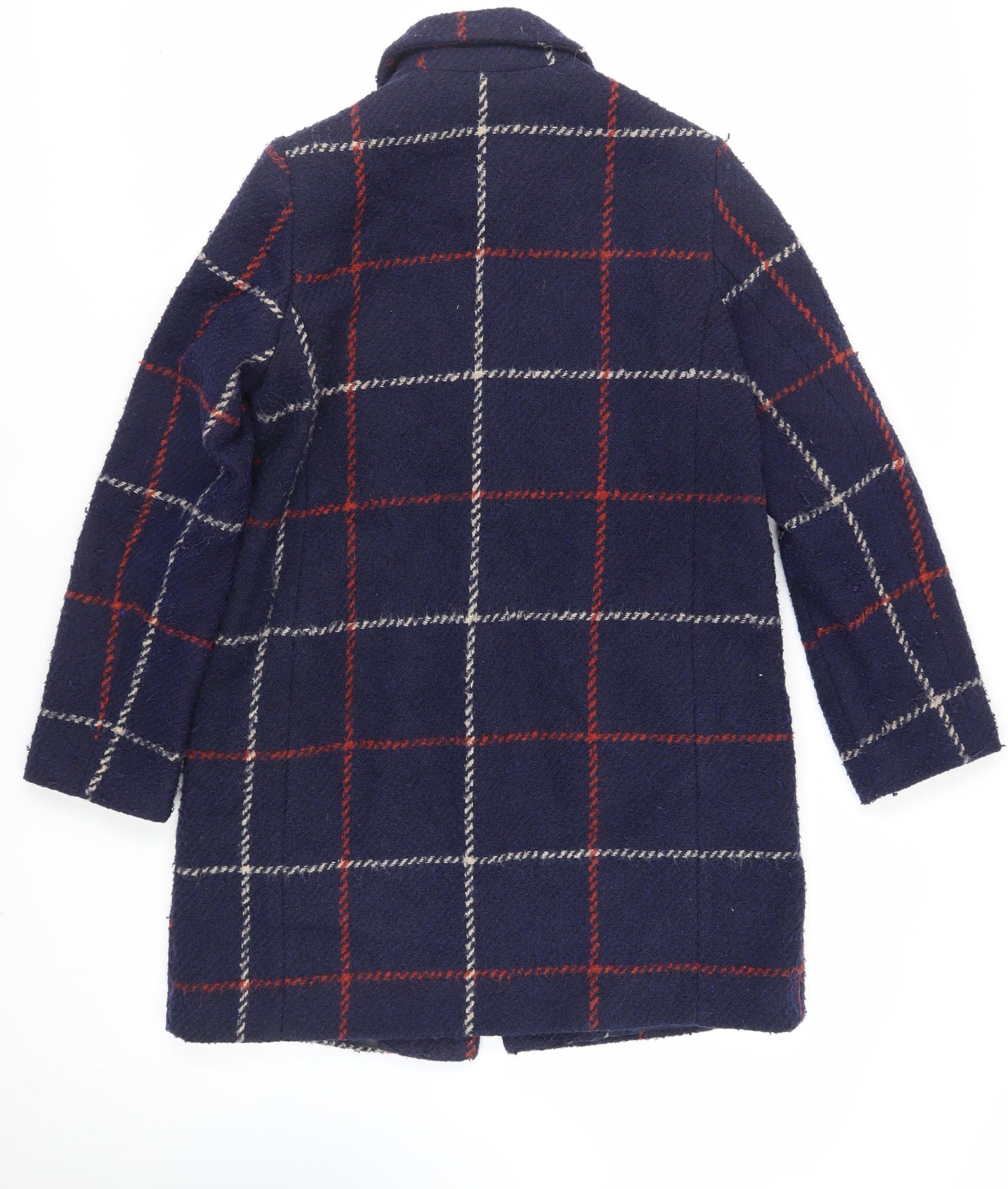 Debenhams Womens Blue Plaid Overcoat Coat Size 12 Button