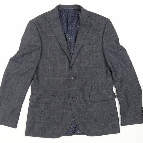 NEXT Mens Blue Plaid Polyester Jacket Suit Jacket Size 42 Regular