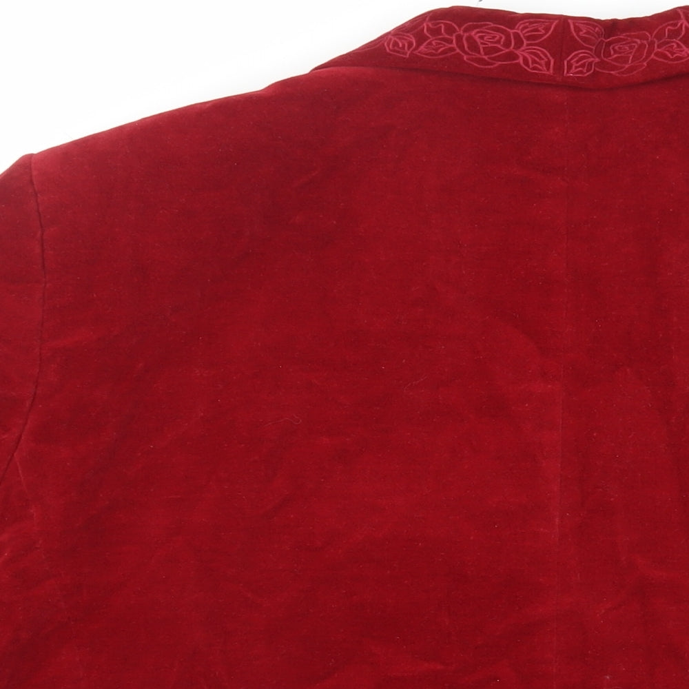 Ann Harvey Womens Red Jacket Blazer Size 26 Button - Embroidered Detail