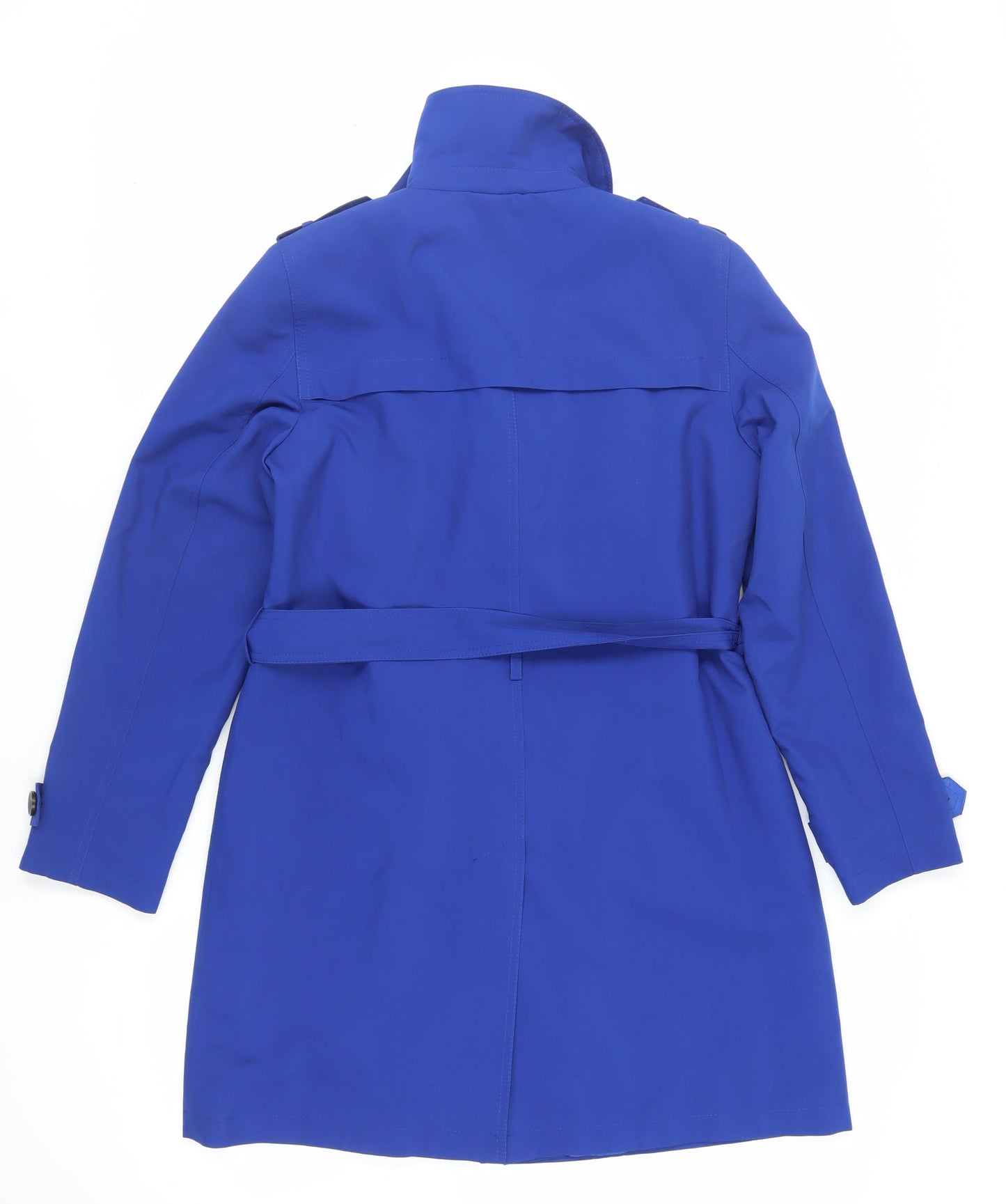 Marks and Spencer Womens Blue Trench Coat Coat Size 14 Button - Belted