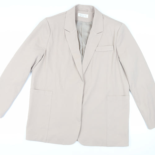 KAIIA Womens Beige Jacket Blazer Size 12 Button