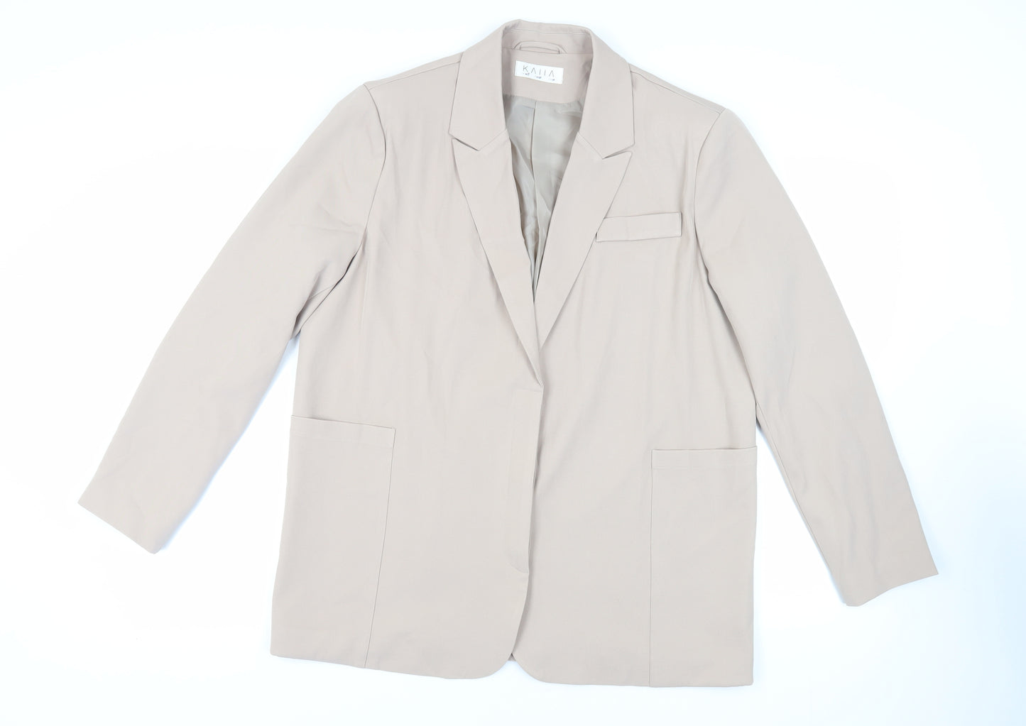 KAIIA Womens Beige Jacket Blazer Size 12 Button