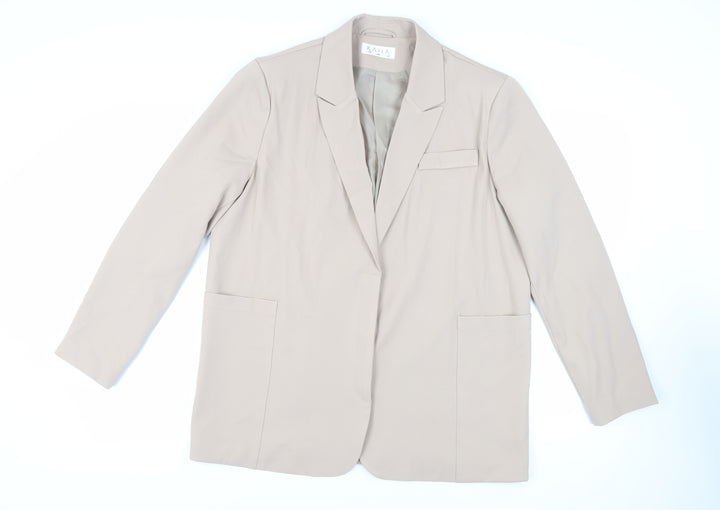 KAIIA Womens Beige Jacket Blazer Size 12 Button