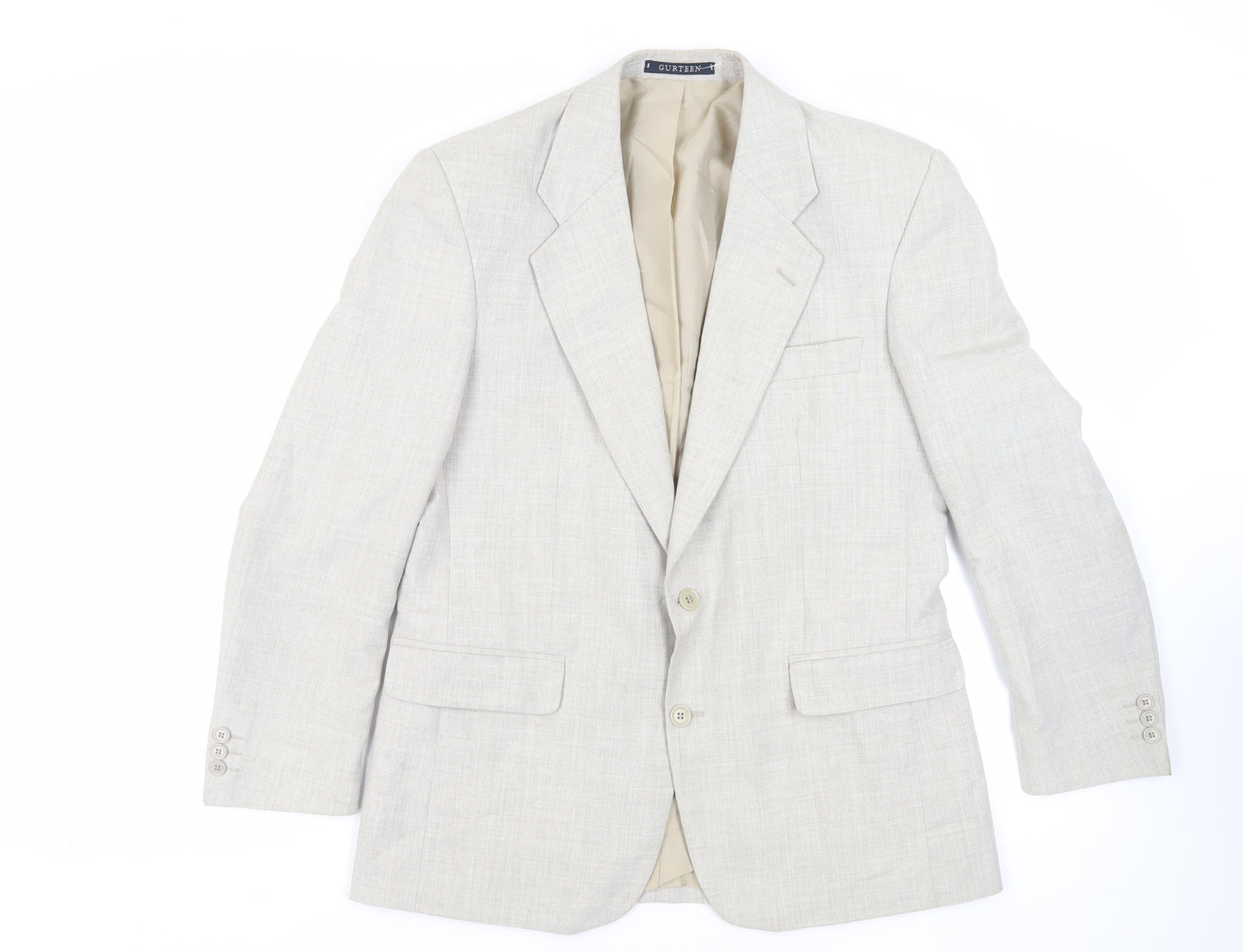 Gurteen Mens Beige Polyester Jacket Suit Jacket Size 40 Regular