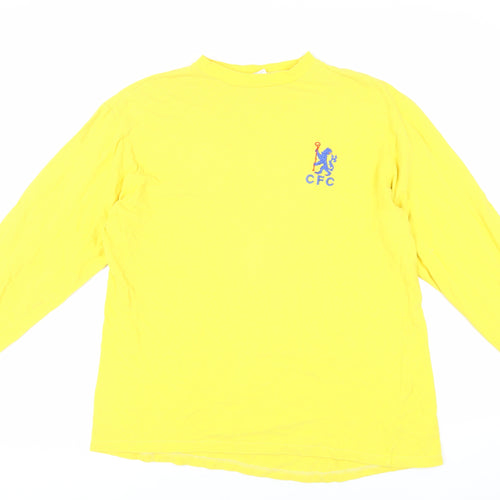 Chelsea FC Mens Yellow Cotton T-Shirt Size L Crew Neck - Logo