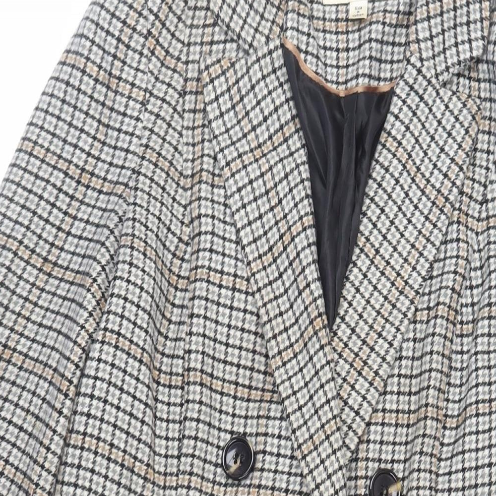 Miss Selfridge Womens Grey Overcoat Coat Size 10 Button