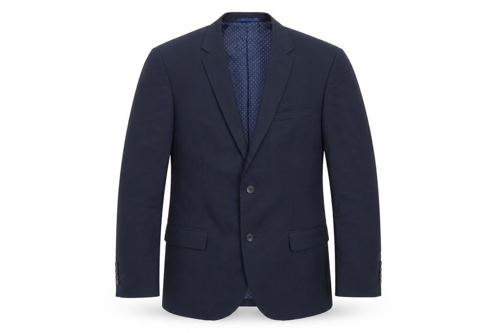 Front view of Next men’s blue cotton jacket suit jacket, size 42, regular