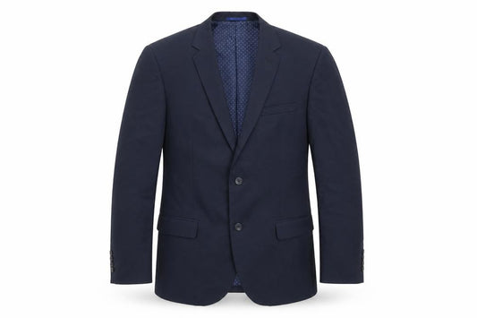 Front view of Next men’s blue cotton jacket suit jacket, size 42, regular