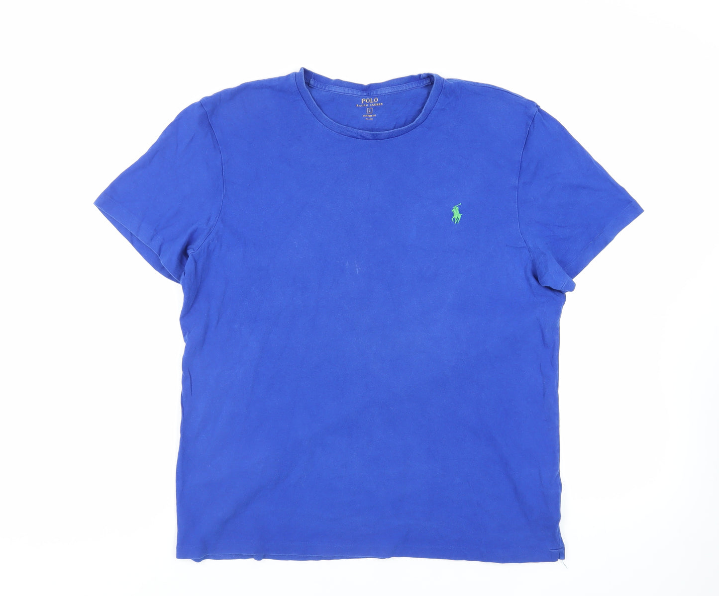 Polo Ralph Lauren Mens Blue Cotton T-Shirt Size L Crew Neck - Logo