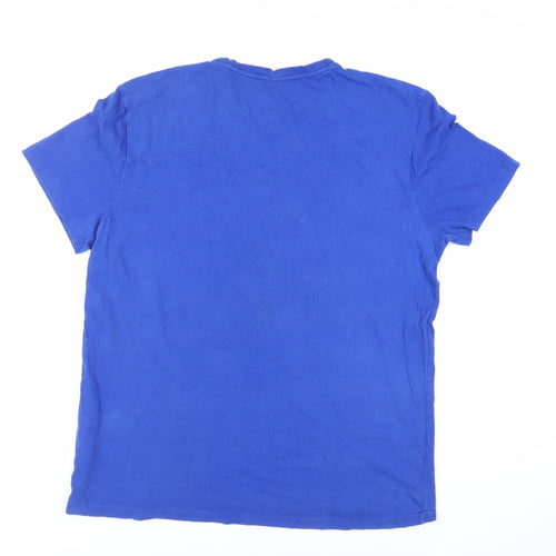 Polo Ralph Lauren Mens Blue Cotton T-Shirt Size L Crew Neck - Logo