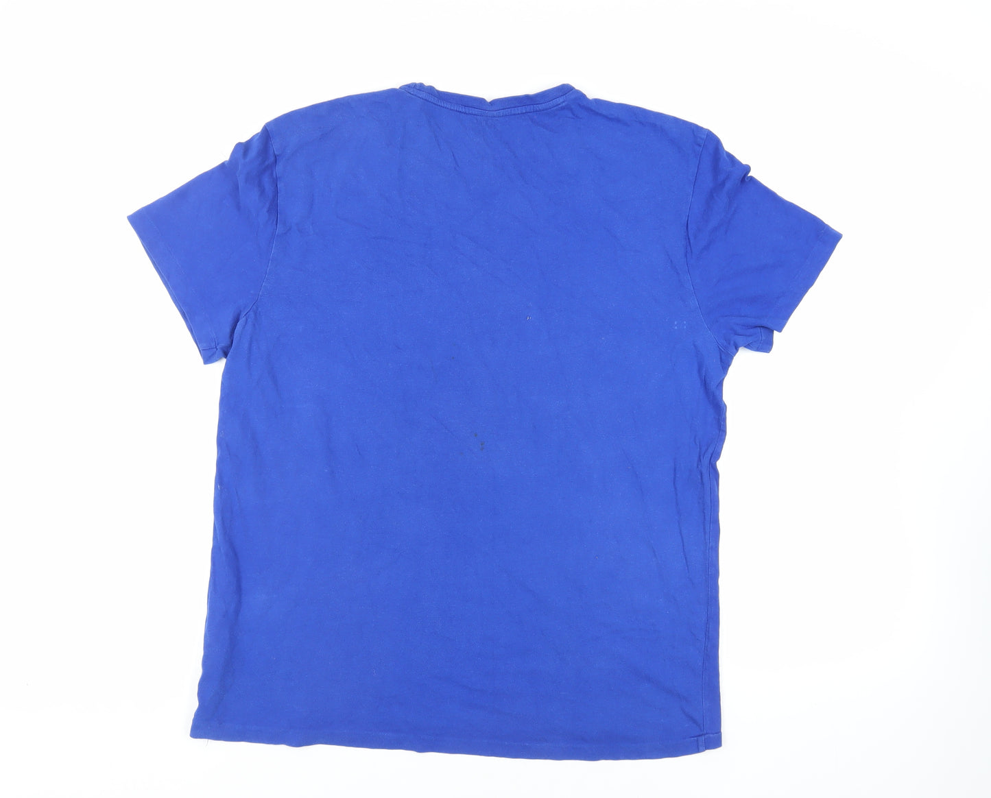 Polo Ralph Lauren Mens Blue Cotton T-Shirt Size L Crew Neck - Logo