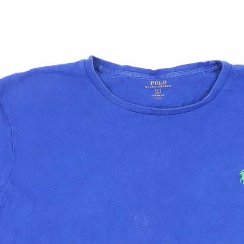 Polo Ralph Lauren Mens Blue Cotton T-Shirt Size L Crew Neck - Logo