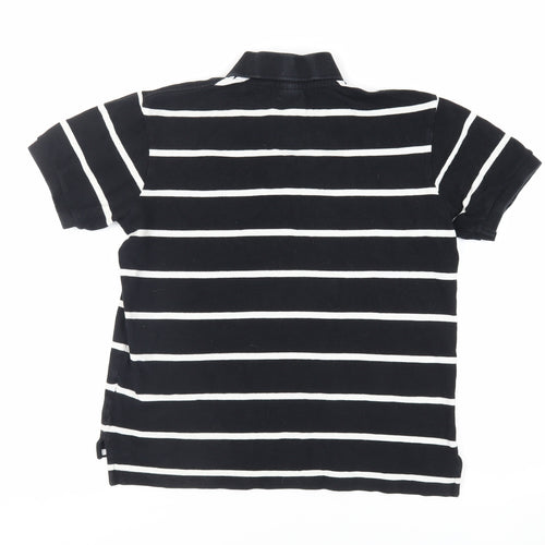 Polo Ralph Lauren Womens Black Striped Cotton Basic Polo Size M Collared - Logo