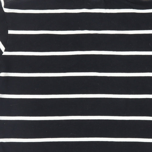 Polo Ralph Lauren Womens Black Striped Cotton Basic Polo Size M Collared - Logo