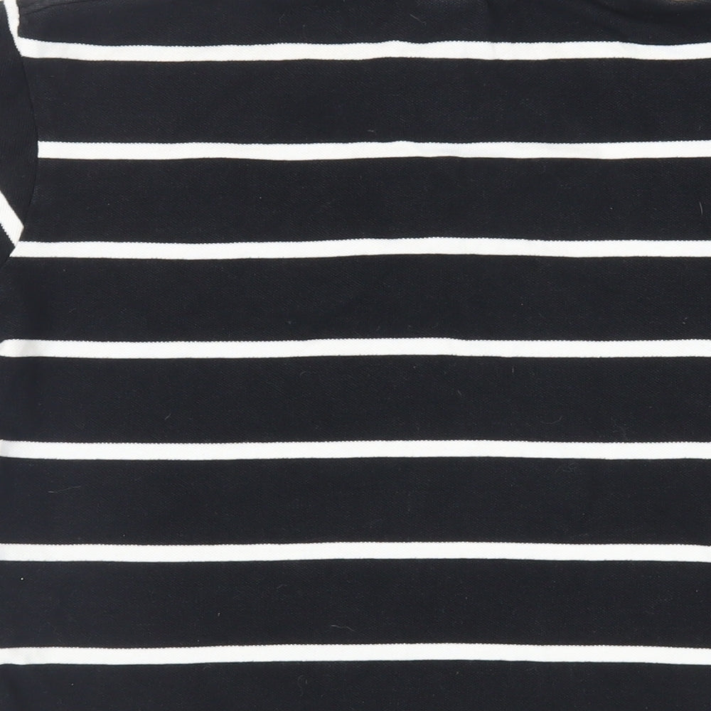 Polo Ralph Lauren Womens Black Striped Cotton Basic Polo Size M Collared - Logo