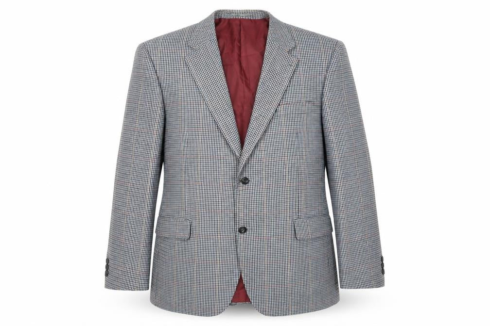 Skopes Mens Blue Geometric Wool Jacket Suit Jacket Size 46 Regular