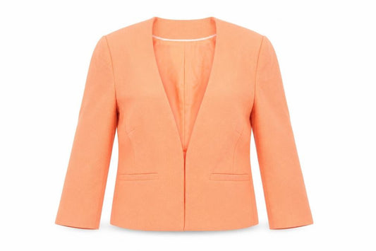 Front view of Principles women’s orange jacket blazer, size UK 12, - open
