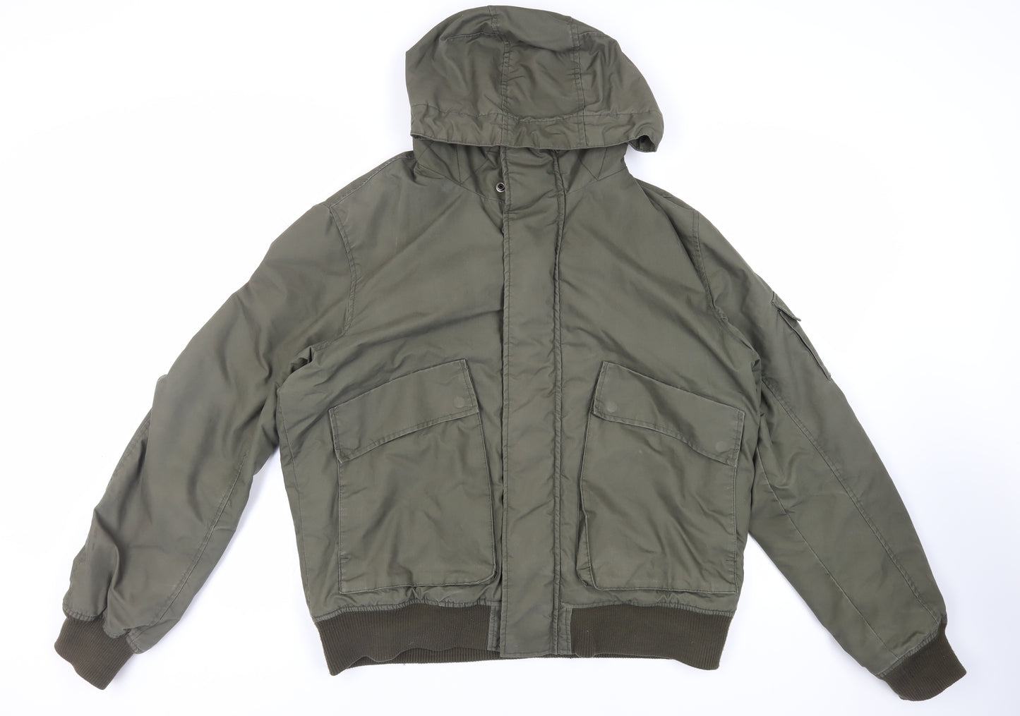 H&M Mens Green Jacket Size XL Zip - Hooded
