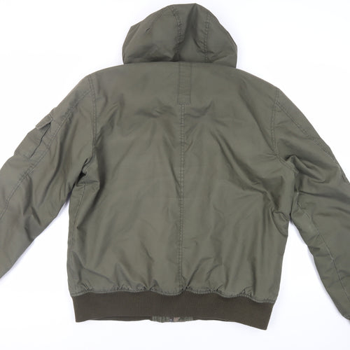 H&M Mens Green Jacket Size XL Zip - Hooded