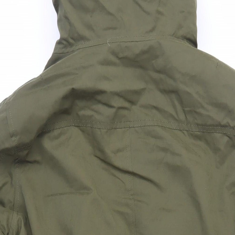 Fat Face Womens Green Jacket Size 14 Zip - Faux Fur Trim