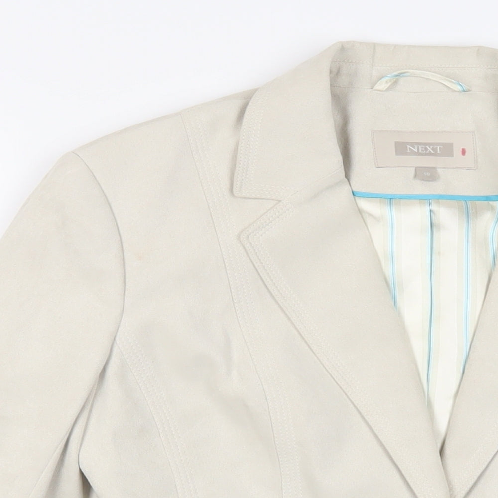 NEXT Womens Beige Jacket Blazer Size 10 Button - Suede Effect