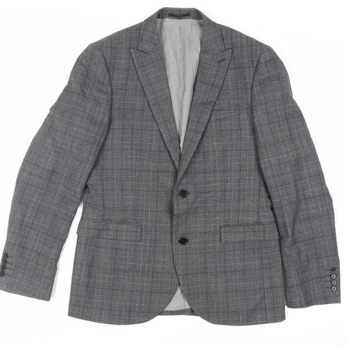 NEXT Mens Grey Plaid Wool Jacket Suit Jacket Size 40 Regular