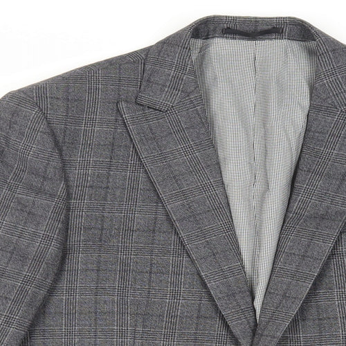 NEXT Mens Grey Plaid Wool Jacket Suit Jacket Size 40 Regular