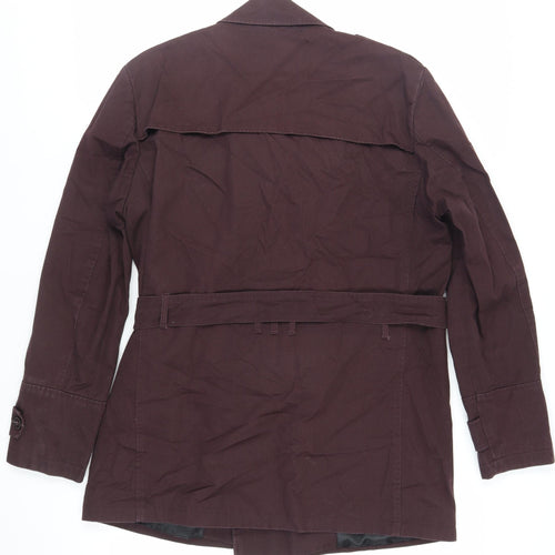 River Island Mens Purple Pea Coat Coat Size L Button - Belted