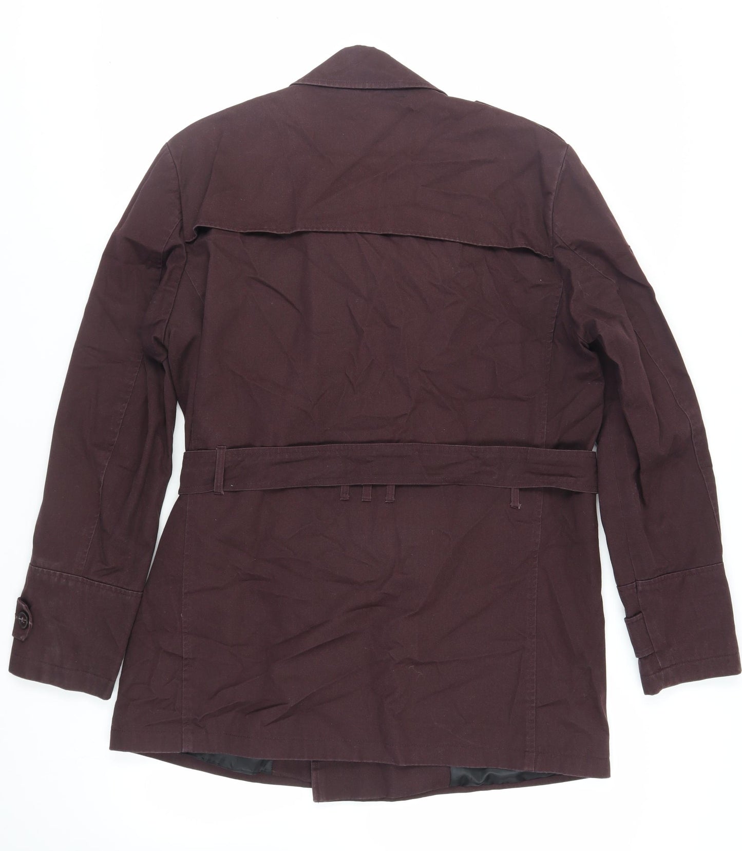River Island Mens Purple Pea Coat Coat Size L Button - Belted