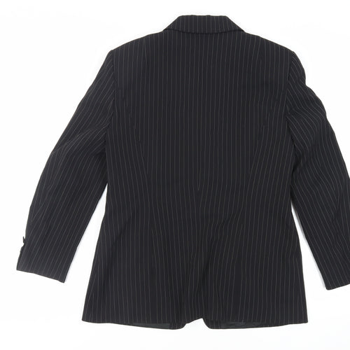 Bianca Womens Black Striped Jacket Blazer Size 14 Buckle