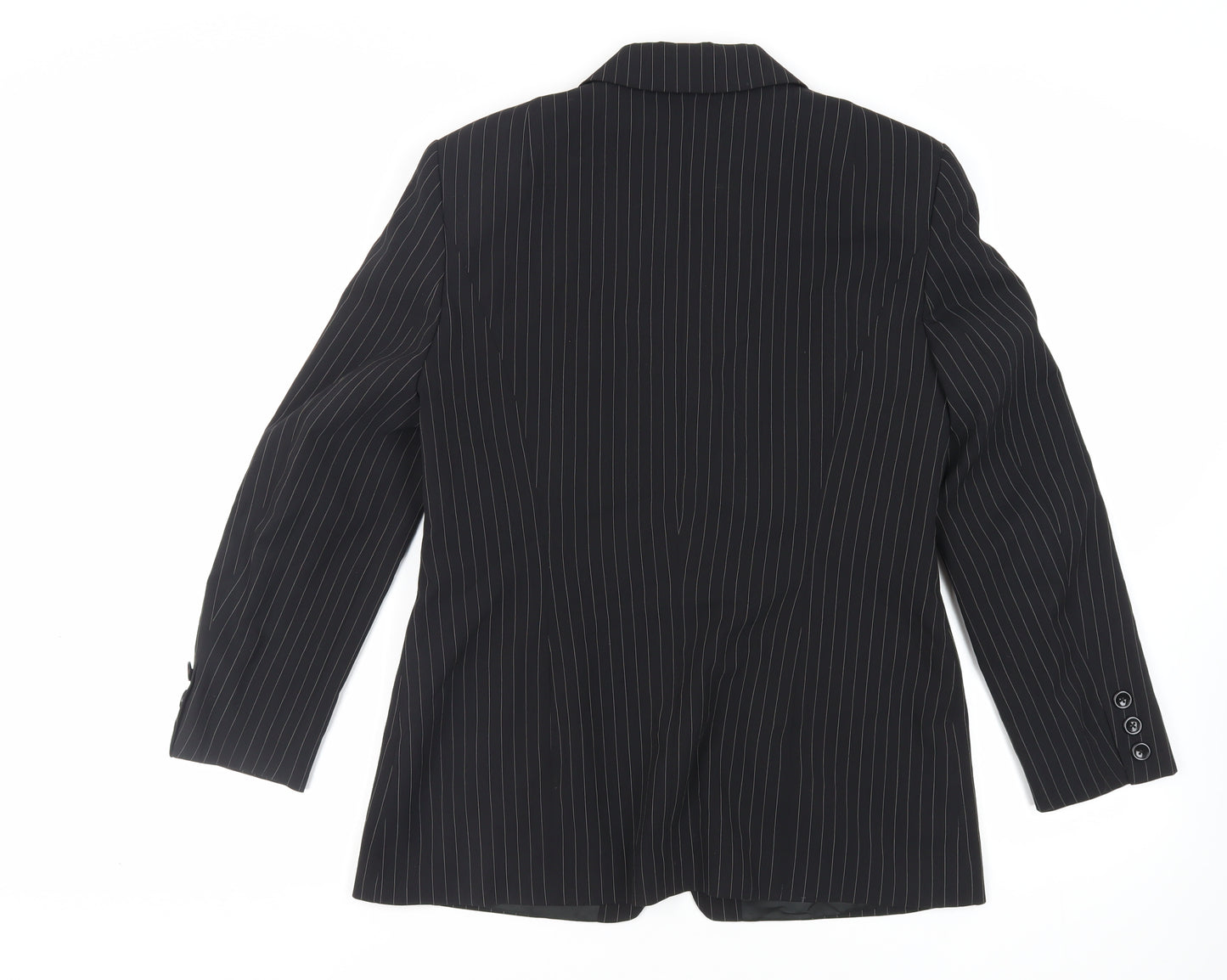 Bianca Womens Black Striped Jacket Blazer Size 14 Buckle