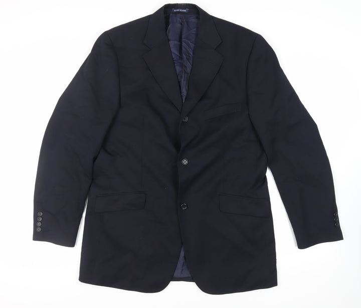 River Island Mens Blue Wool Jacket Suit Jacket Size 42 Regular