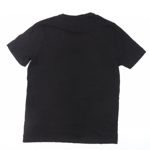 PUMA Mens Black Cotton T-Shirt Size L Crew Neck - Logo