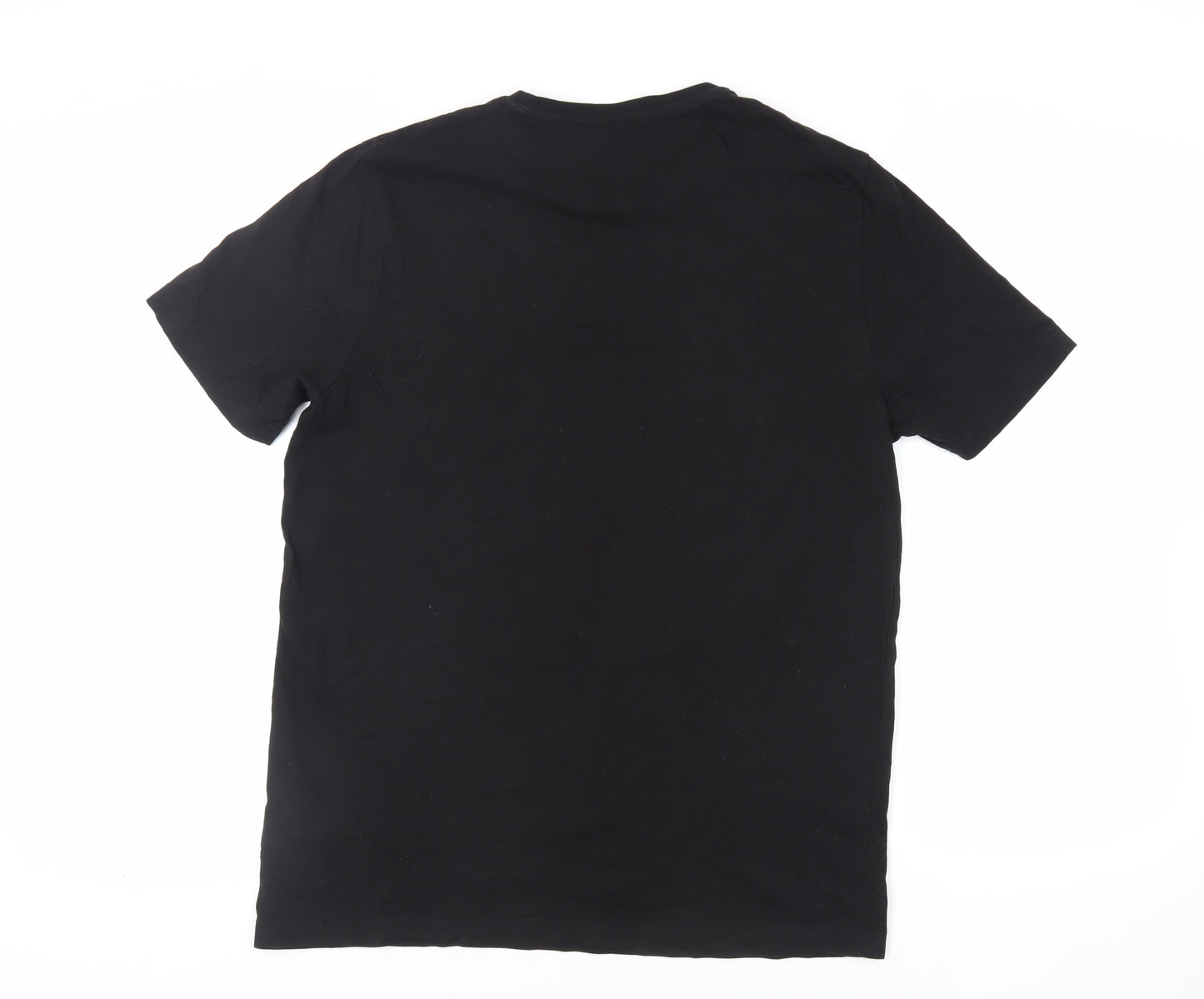 PUMA Mens Black Cotton T-Shirt Size L Crew Neck - Logo