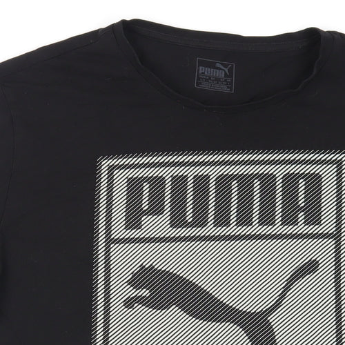 PUMA Mens Black Cotton T-Shirt Size L Crew Neck - Logo