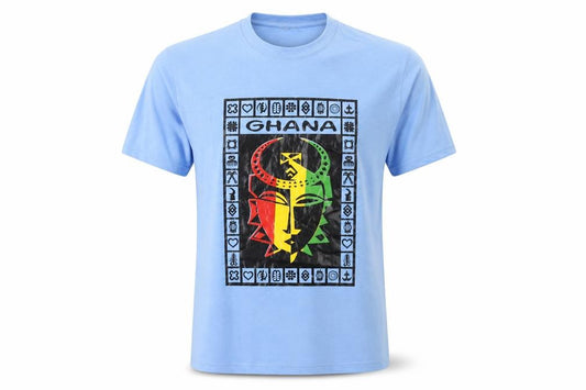Front view of Kamiza men’s blue cotton t-shirt, size M, crew neck - ghana