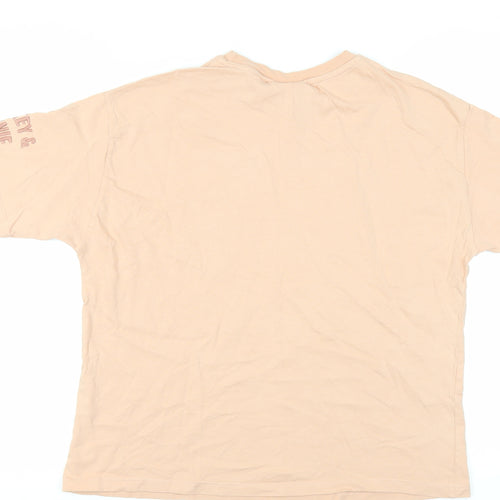 Disney Womens Pink Cotton Basic T-Shirt Size M Crew Neck - Mickey and Minnie Mouse