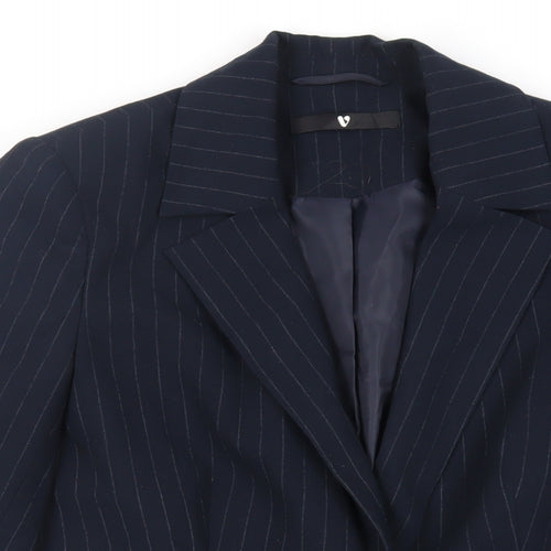 Very Womens Blue Striped Jacket Blazer Size 8 Button
