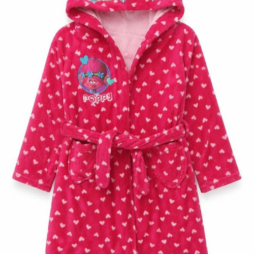 Trolls Girls Pink Geometric Polyester Kimono Gown Size 5-6 Years Tie