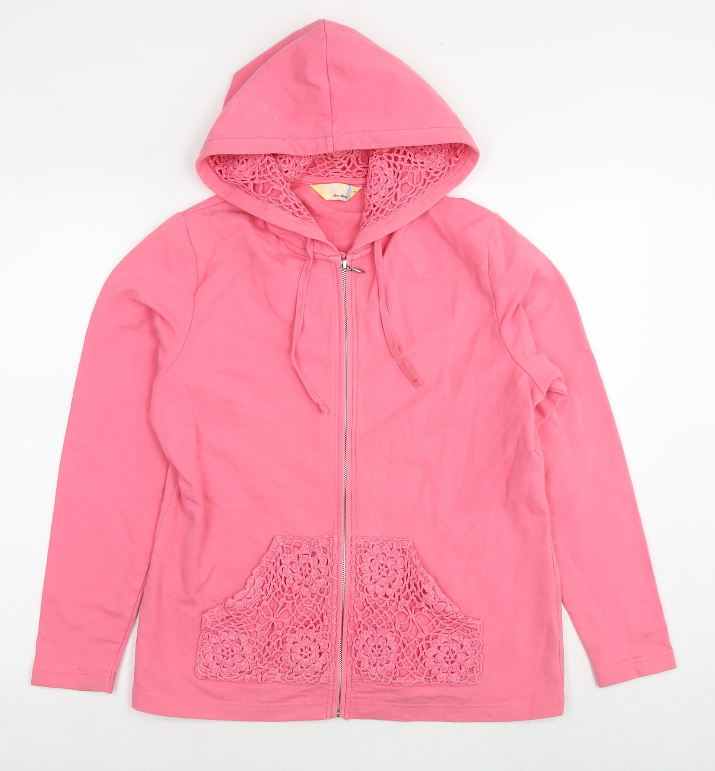 Alice Collins Womens Pink Cotton Full Zip Hoodie Size 14 Zip