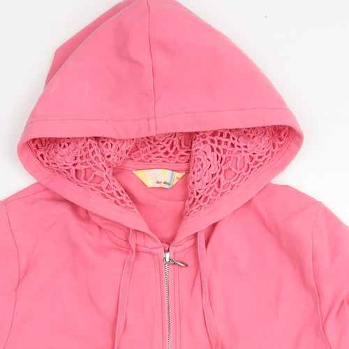 Alice Collins Womens Pink Cotton Full Zip Hoodie Size 14 Zip