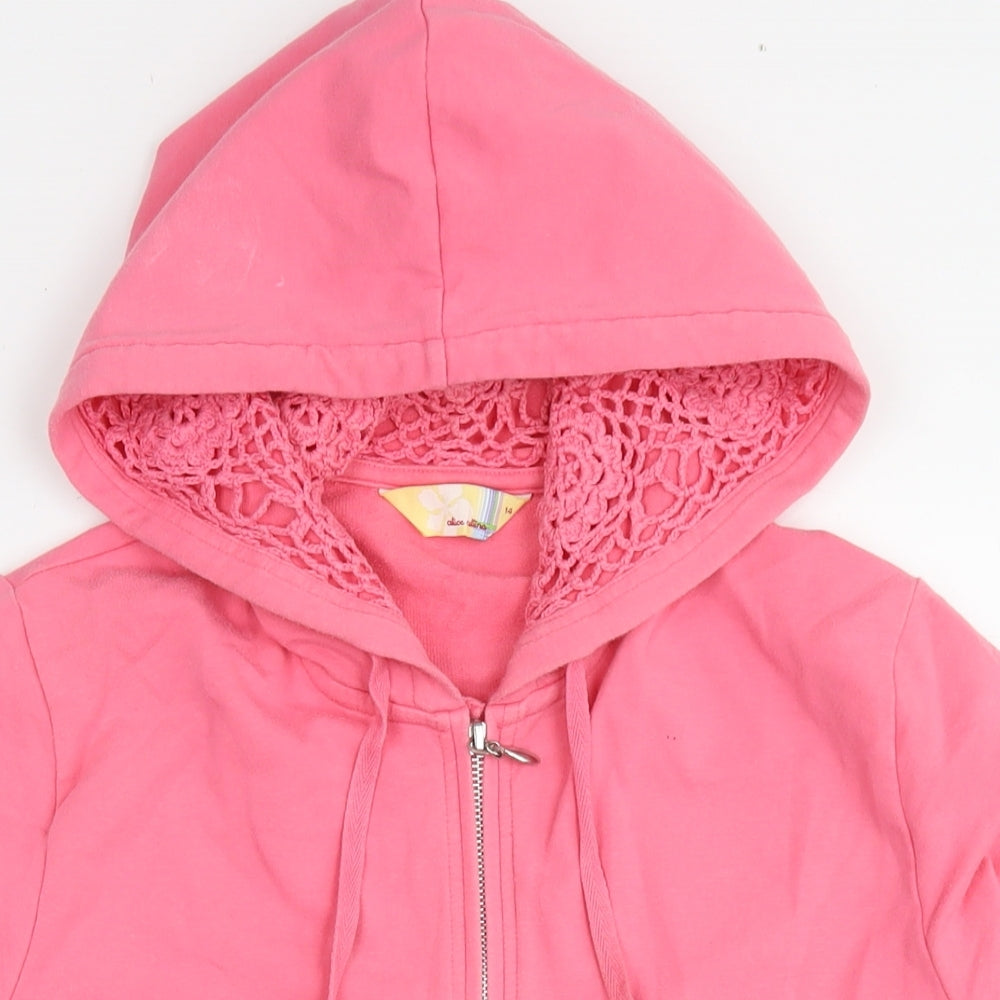 Alice Collins Womens Pink Cotton Full Zip Hoodie Size 14 Zip