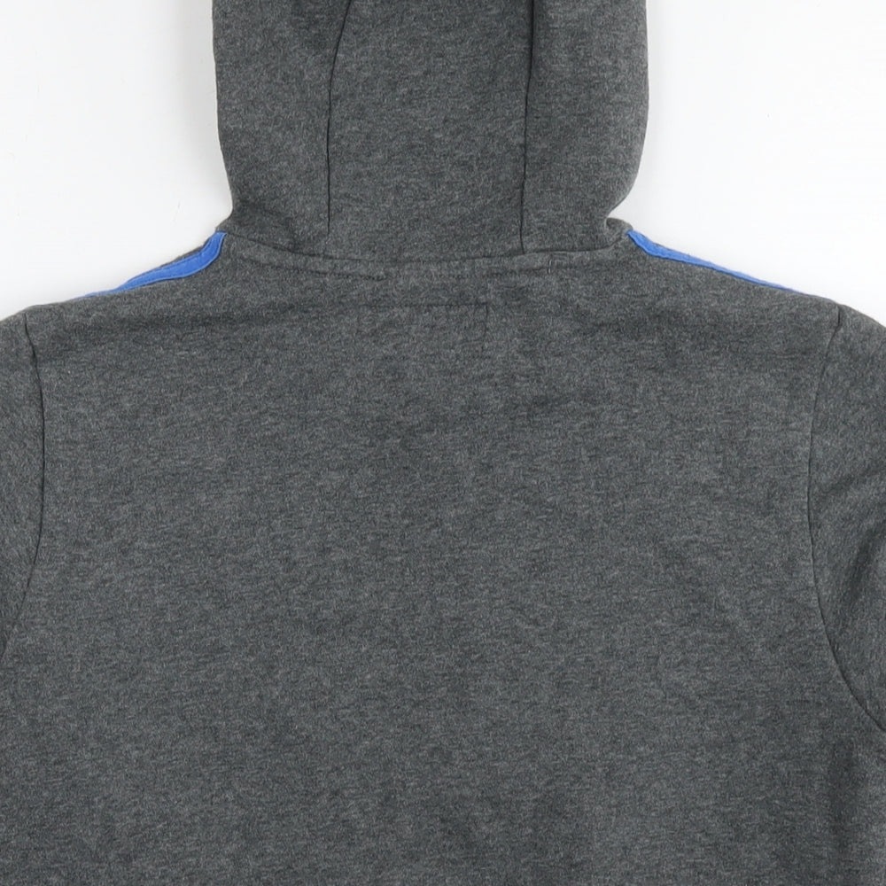 adidas Boys Grey Cotton Pullover Hoodie Size 12 Years Pullover - Logo