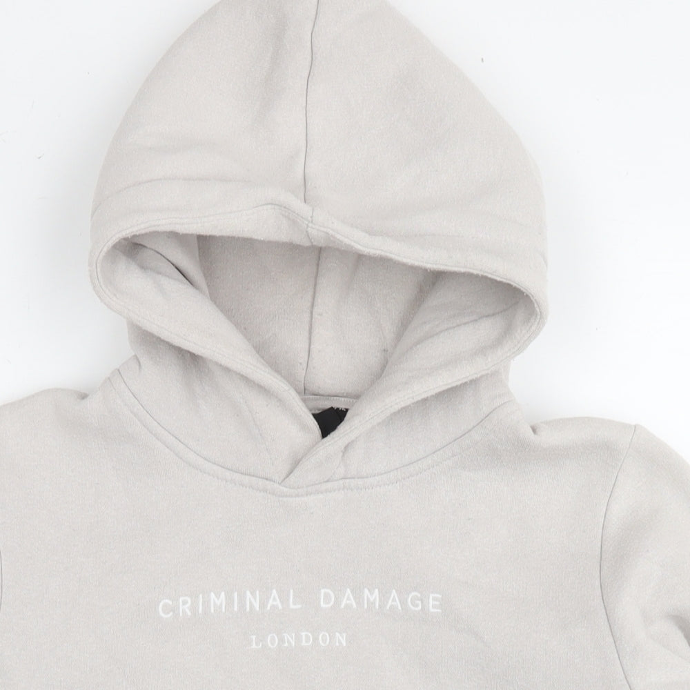 Criminal Damage Boys Grey Cotton Pullover Hoodie Size 11-12 Years Pullover - Logo