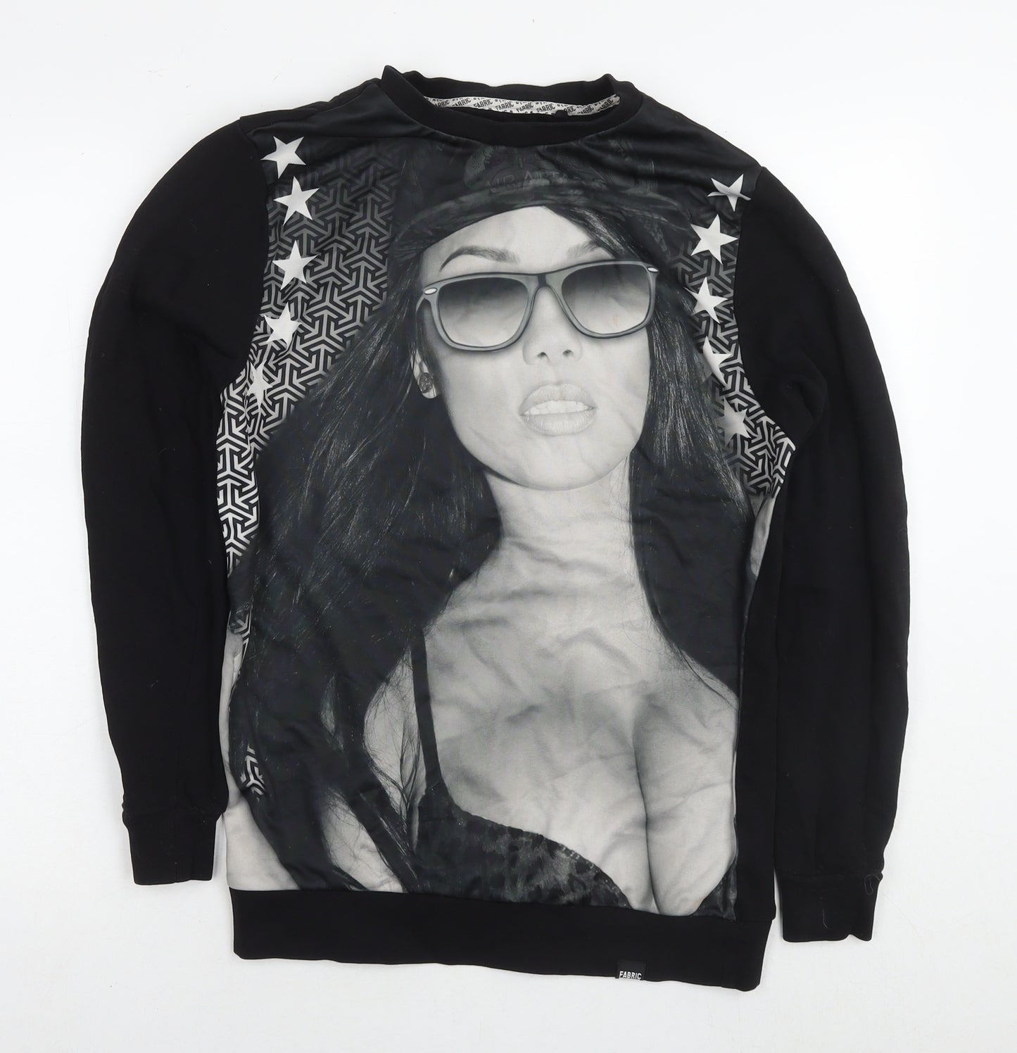 Fabric Mens Black Polyester Pullover Sweatshirt Size S - Sexy Lady