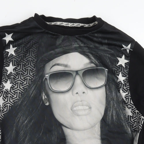 Fabric Mens Black Polyester Pullover Sweatshirt Size S - Sexy Lady