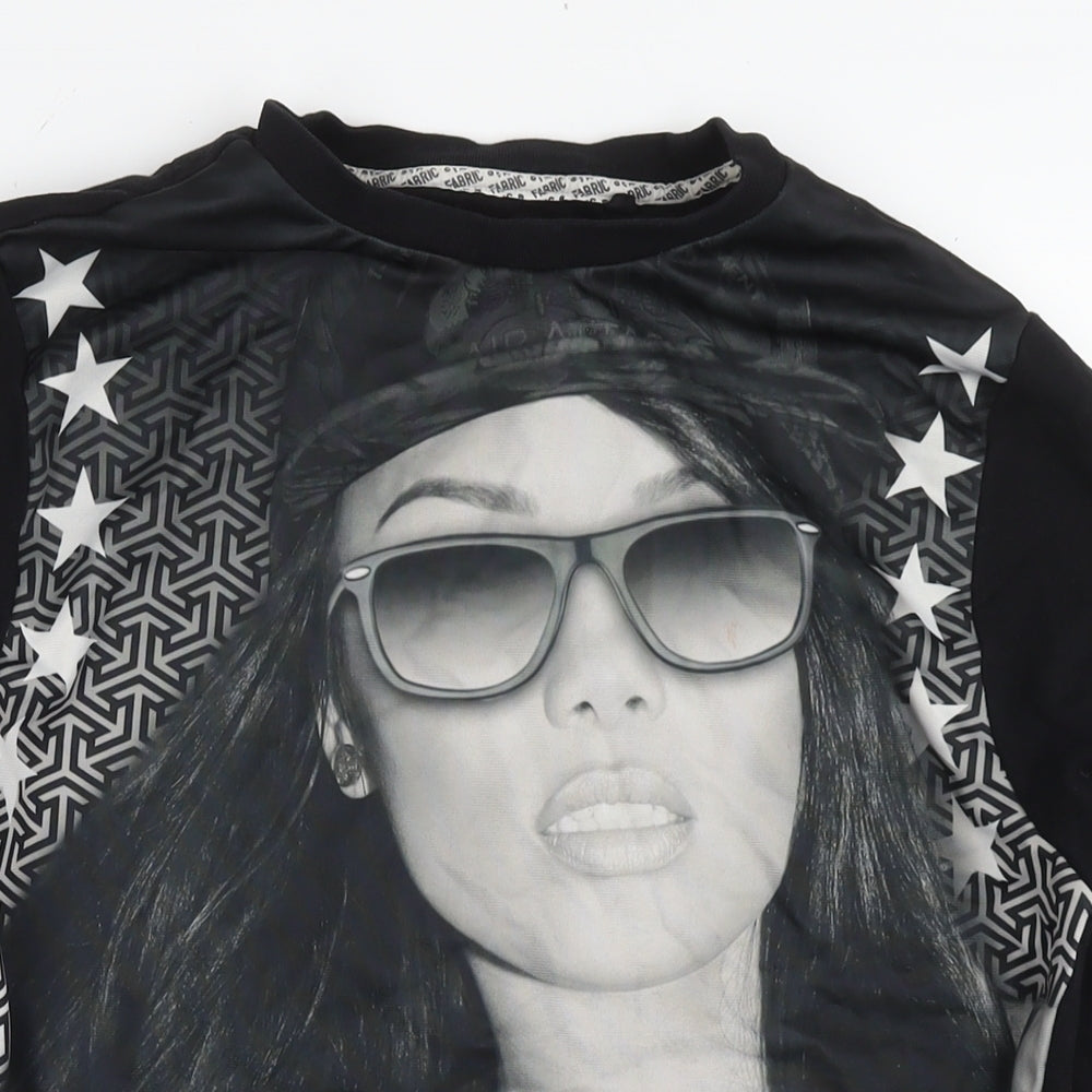 Fabric Mens Black Polyester Pullover Sweatshirt Size S - Sexy Lady