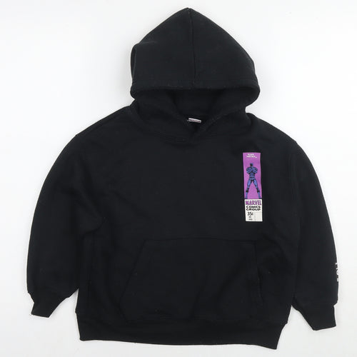 Marvel Boys Black Cotton Pullover Hoodie Size 7-8 Years Pullover - Black Panther Marvel Comics